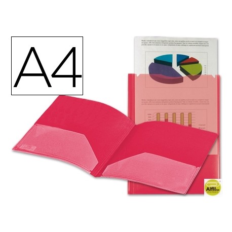 CARPETA BEAUTONE DOSSIER DOS BOLSAS CANGUROS 45680 POLIPROPILENO DIN A4 ROJA