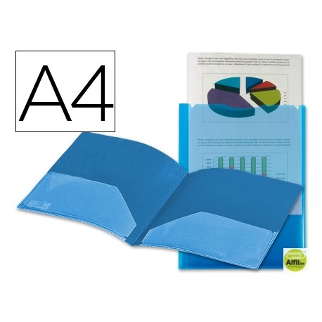 CARPETA BEAUTONE DOSSIER DOS BOLSAS CANGUROS 45682 POLIPROPILENO DIN A4 AZUL