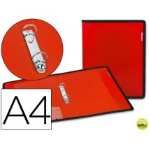 CARPETA BEAUTONE 2 ANILLAS 25 MM 43030 POLIPROPILENO ROJA CON BOLSA Y TARJETERO -CON RIBETE NEGRO