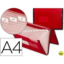 CARPETA BEAUTONE CLASIFICADOR FUELLE 32450 POLIPROPILENO DIN A4 ROJA CON RIBETE NEGRO -13 DEPARTAMEN
