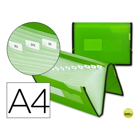 CARPETA BEAUTONE CLASIFICADOR FUELLE 32453 POLIPROPILENO DIN A4 VERDE CON RIBETE NEGRO -13 DEPARTAME