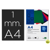 TAPA ENCUADERNACION LIDERPAPEL CARTON A4 1MM NEGRA