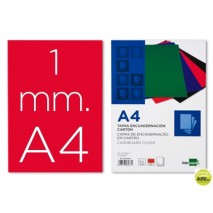 TAPA ENCUADERNACION LIDERPAPEL CARTON A4 1MM ROJA