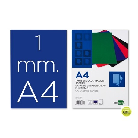 TAPA ENCUADERNACION LIDERPAPEL CARTON A4 1MM AZUL