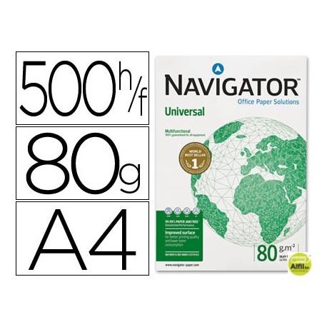 PAPEL FOTOCOPIADORA NAVIGATOR DIN A4 80 GRAMOS -PAQUETE DE 500 HOJAS