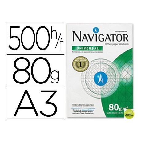 PAPEL FOTOCOPIADORA NAVIGATOR DIN A3 80 GRAMOS PAPEL MULTIUSO INK-JET Y LASER-PAQUETE DE 500 HOJAS