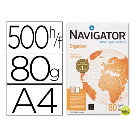 PAPEL FOTOCOPIADORA NAVIGATOR DIN A4 80 GRAMOS -4 TALADROS PAPEL MULTIUSO INK-JET Y LASER-PAQUETE DE