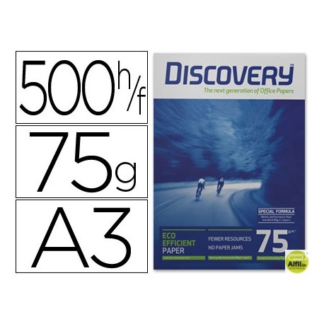 PAPEL FOTOCOPIADORA DISCOVERY DIN A3 75 GRS. PAPEL MULTIUSO INK-JET Y LASER-PAQUETE DE 500 HOJAS