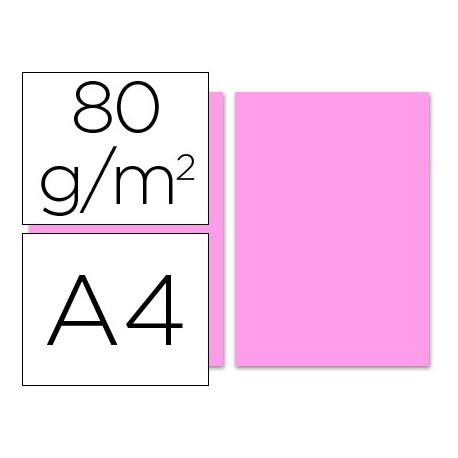 PAPEL COLOR LIDERPAPEL DIN-A4 80 GRAMOS ROSA PAQUETE DE 100 HOJAS