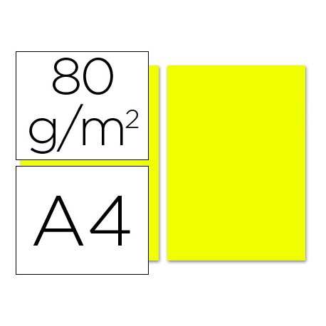 PAPEL COLOR LIDERPAPEL DIN-A4 80 GRAMOS LIMON PAQUETE DE 100 HOJAS
