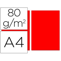 PAPEL COLOR LIDERPAPEL DIN-A4 80 GRAMOS ROJO PAQUETE DE 100 HOJAS
