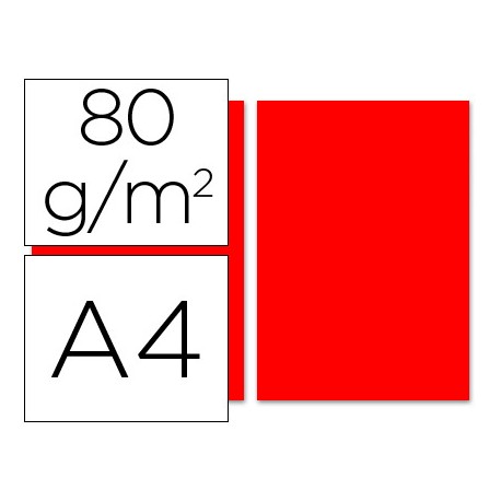 PAPEL COLOR LIDERPAPEL DIN-A4 80 GRAMOS ROJO PAQUETE DE 100 HOJAS