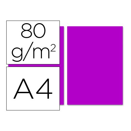 PAPEL COLOR LIDERPAPEL DIN-A4 80 GRAMOS FUCSIA PAQUETE DE 100 HOJAS