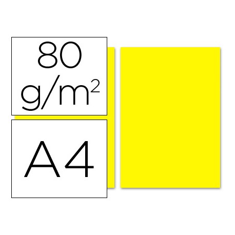 PAPEL COLOR LIDERPAPEL DIN-A4 80 GRAMOS AMARILLO PAQUETE DE 100 HOJAS
