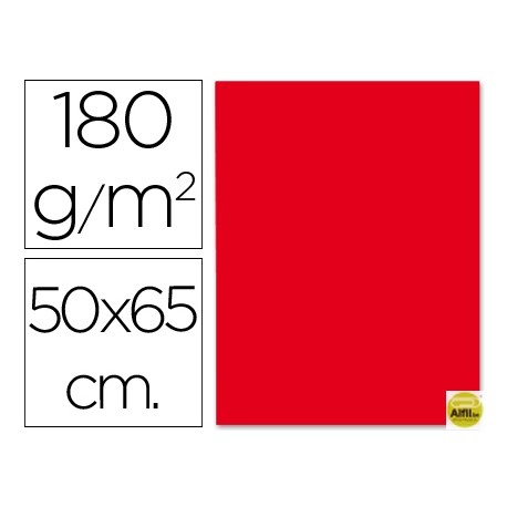 CARTULINA LIDERPAPEL 50X65 CM 180G/M2 ROJO