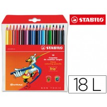 LAPICES DE COLORES STABILO TRIO CAJA DE 18 COLORES