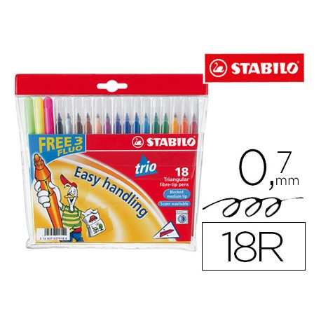 ROTULADOR STABILO TRIO CAJA DE 18 COLORES