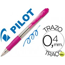 BOLIGRAFO PILOT SUPER GRIP ROSA -RETRACTIL -SUJECION DE CAUCHO -TINTA BASE DE ACEITE