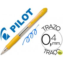 BOLIGRAFO PILOT SUPER GRIP AMARILLO -RETRACTIL -SUJECION DE CAUCHO -TINTA BASE DE ACEITE