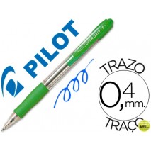 BOLIGRAFO PILOT SUPER GRIP VERDE CLARO -RETRACTIL -SUJECION DE CAUCHO -TINTA BASE DE ACEITE