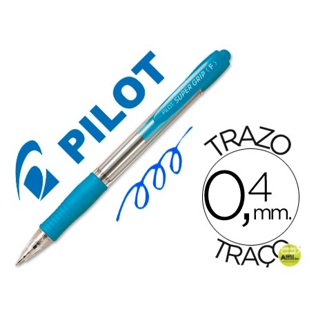 BOLIGRAFO PILOT SUPER GRIP CELESTE -RETRACTIL -SUJECION DE CAUCHO -TINTA BASE DE ACEITE