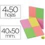 BLOC DE NOTAS ADHESIVAS QUITA Y PON Q-CONNECT 40X50 MM CON 50 HOJAS FLUORESCENTES PACK DE 4 UNIDADES