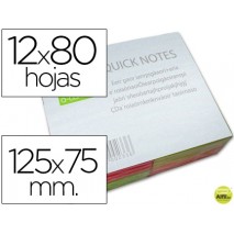 BLOC DE NOTAS ADHESIVAS QUITA Y PON Q-CONNECT 125X75 MM CON 80 HOJAS FLUORESCENTES