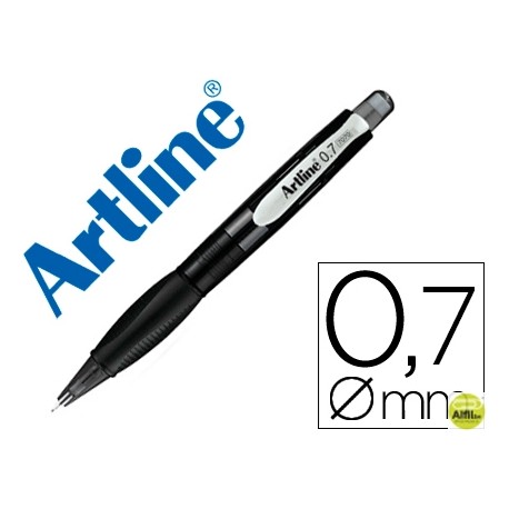 PORTAMINAS ARTLINE RETRACTIL SUJECION DE CAUCHO TRANSLUCIDO 0.7 MM -CUERPO NEGRO