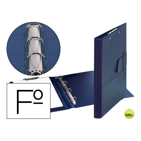 CARPETA 4 ANILLAS 25 MM LENGUETA MINICLIP PLASTICO SARO FOLIO AZUL