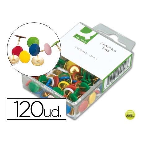 CHINCHETAS Q-CONNECT COLORES SURTIDOS -CAJA DE 120 UNIDADES