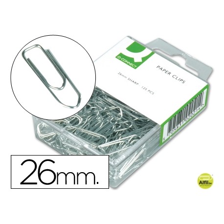 CLIPS NIQUELADOS Q-CONNECT -26 MM -CAJA DE 125 UNIDADES