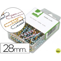 CLIPS COLORES RAYADOS Q-CONNECT -28 MM -CAJA DE 100 UNIDADES COLORES SURTIDOS