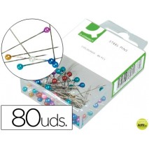 AGUJAS SEÑALIZADORAS Q-CONNECT-CAJA DE 80 UNIDADES -COLORES SURTIDOS