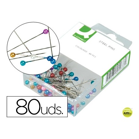 AGUJAS SEÑALIZADORAS Q-CONNECT-CAJA DE 80 UNIDADES -COLORES SURTIDOS