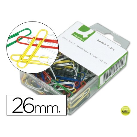CLIPS COLORES Q-CONNECT -26 MM -CAJA DE 125 UNIDADES
