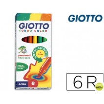 ROTULADOR GIOTTO TURBO COLOR CAJA DE 6 COLORES LAVABLES CON PUNTA BLOQUEADA