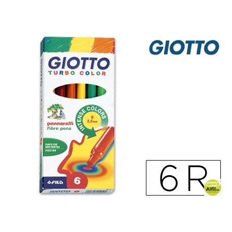 ROTULADOR GIOTTO TURBO COLOR CAJA DE 6 COLORES LAVABLES CON PUNTA BLOQUEADA
