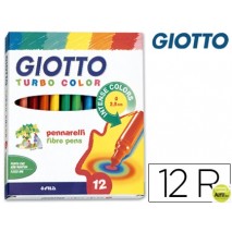 ROTULADOR GIOTTO TURBO COLOR CAJA DE 12 COLORES LAVABLES CON PUNTA BLOQUEADA
