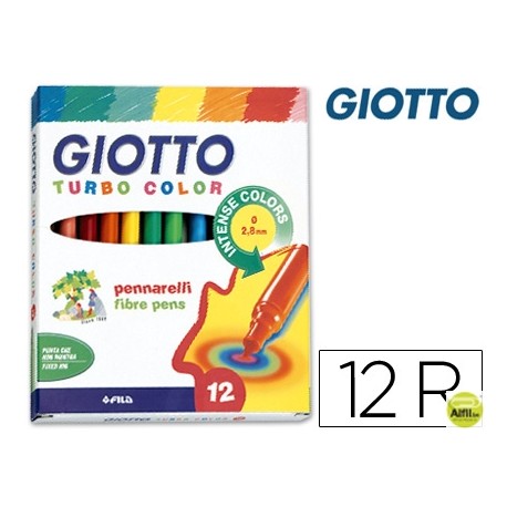ROTULADOR GIOTTO TURBO COLOR CAJA DE 12 COLORES LAVABLES CON PUNTA BLOQUEADA