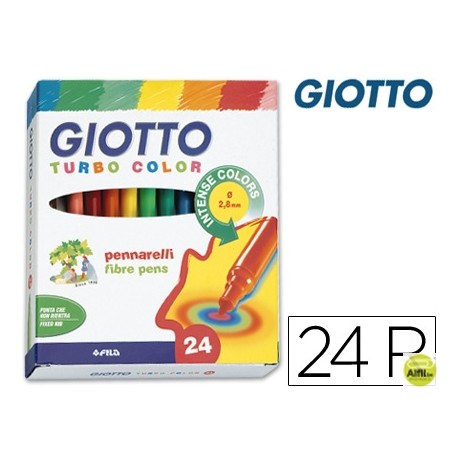 ROTULADOR GIOTTO TURBO COLOR CAJA DE 24 COLORES LAVABLES CON PUNTA BLOQUEADA