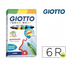ROTULADOR GIOTTO TURBO-MAXI CAJA DE 6 COLORES LAVABLES CON PUNTA BLOQUEADA