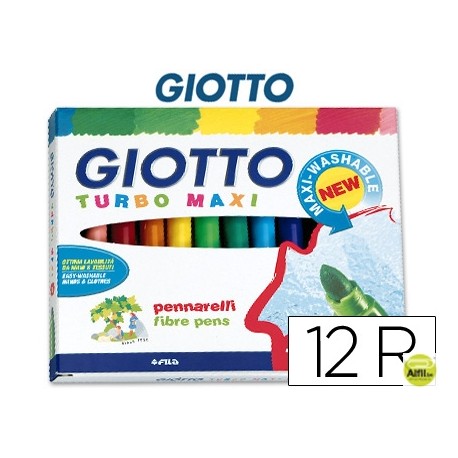 ROTULADOR GIOTTO TURBO-MAXI CAJA DE 12 COLORES LAVABLES CON PUNTA BLOQUEADA