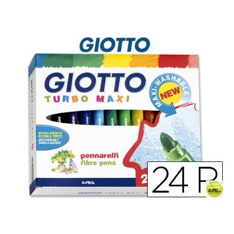 ROTULADOR GIOTTO TURBO-MAXI CAJA DE 24 COLORES LAVABLES CON PUNTA BLOQUEADA