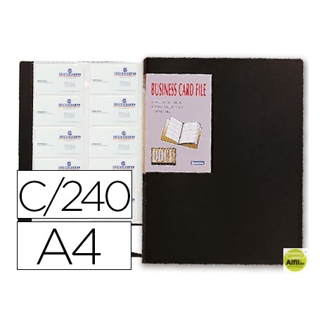 CARPETA BEAUTONE CLASIFICADOR DE TARJETAS POLIPROPILENO DIN A4 PARA 240 TARJETAS NEGRA