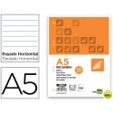 RECAMBIO LIDERPAPEL A5 100 HOJAS 100G/M2 HORIZONTAL CON MARGEN 6 TALADROS