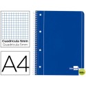 BLOC ESPIRAL LIDERPAPEL A4 MICRO SERIE AZUL TAPA CARTONCILLO 80H 70G CUADRO 5MM CON MARGEN 4 TALADRO
