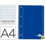 BLOC ESPIRAL LIDERPAPEL A4 MICRO SERIE AZUL TAPA CARTONCILLO 80H 70G CUADRO 5MM CON MARGEN 4 TALADRO
