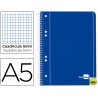 BLOC ESPIRAL LIDERPAPEL A5 MICRO SERIE AZUL TAPA CARTONCILLO 80H 70G CUADRO 5MM 6 TALADROS. AZUL