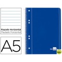 BLOC ESPIRAL LIDERPAPEL A5 MICRO SERIE AZUL TAPA CARTONCILLO 80H 70G HORIZONTAL 6 TALADROS. AZUL