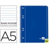 BLOC ESPIRAL LIDERPAPEL A5 MICRO SERIE AZUL TAPA CARTONCILLO 80H 70G HORIZONTAL 6 TALADROS. AZUL